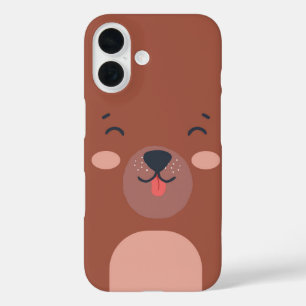 Coque Pour iPhone 16 Kawaii ours visage mignon animal