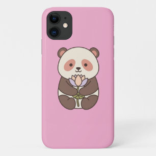 Case-Mate iPhone Case Kawaii Panda — Cute Panda with Lotus on pink