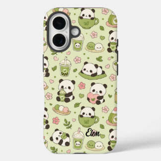 Coque Pour iPhone 16 Kawaii Panda Matcha Pattern Phone Case