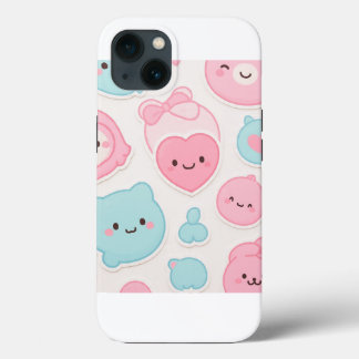 Case-Mate iPhone Case Kawaii Pastel Cute Faces Sticker Set – Pink & Blue