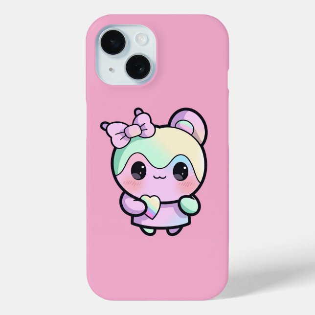 Coques Case-Mate iPhone Kawaii Pastel Ours mignon Animal esthétique (Verso)
