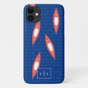 Case-Mate iPhone Case Kayak Personnalisé Monogramme Corail Bleu Moderne