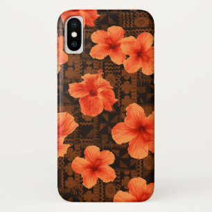 Coque iPhone X Ketmie hawaïenne tropicale de Tapa de Kalalau