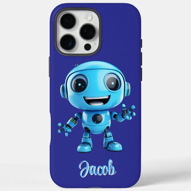 Coques Case-Mate iPhone Kids Personalize Blue Robot  (Verso)