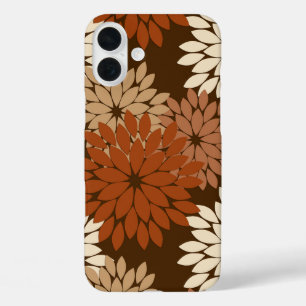 iPhone 16 Plus Case Kimono floral moderne Impression, Chocolat Brown
