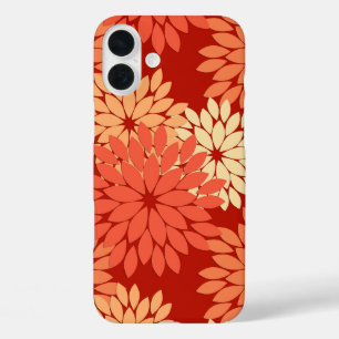 Coques iPhone 16 Plus Kimono Floral Moderne Impression, Mandarin Orange