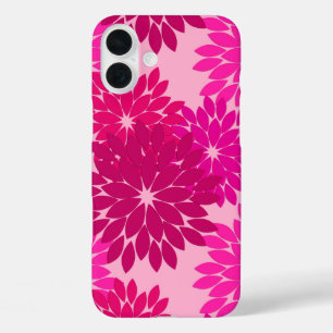 iPhone 16 Plus Case Kimono floral moderne Imprimer, rose, fuchsia et v
