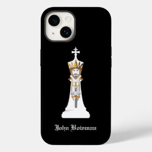 Coque Pour iPhone 14 King d'échecs blanc / Nom personnalisé