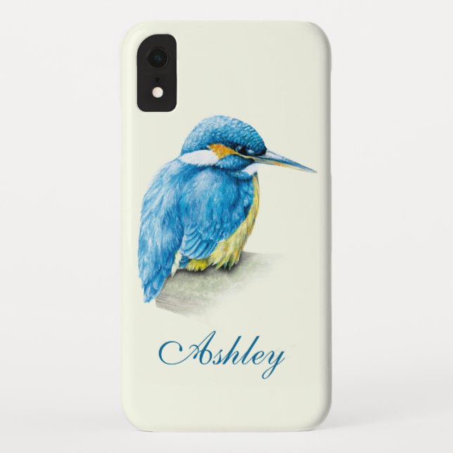 Coques Case-Mate iPhone Kingfisher oiseau fine art nommé crème bleue (Dos)
