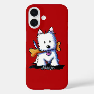 Coques iPhone 16 KiniArt™ Westie avec os