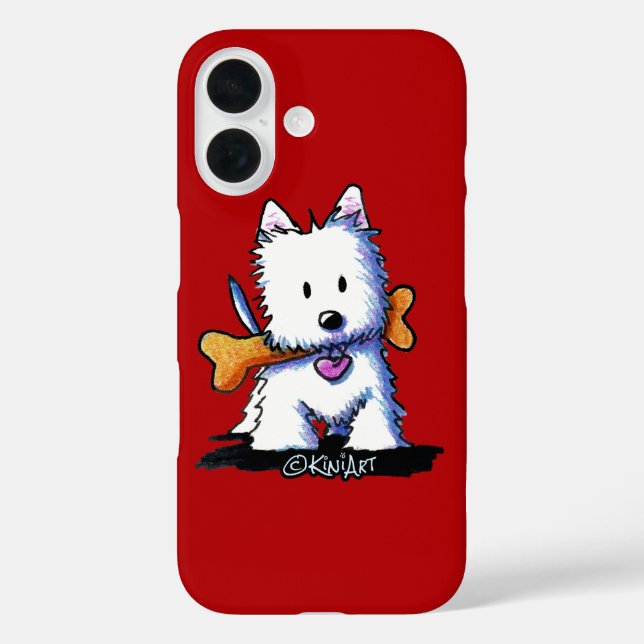 Coques Case-Mate iPhone KiniArt™ Westie avec os (Verso)
