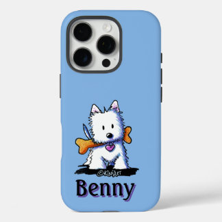 Coques iPhone 16 Pro KiniArt™ Westie avec os