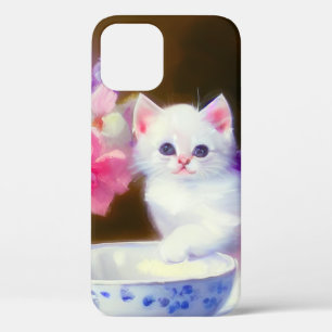 Case-Mate iPhone Case Kitten blanc vintage avec ruban violet