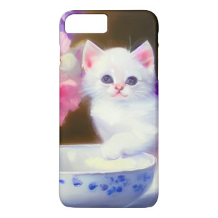 Case-Mate iPhone Case Kitten blanc vintage avec ruban violet