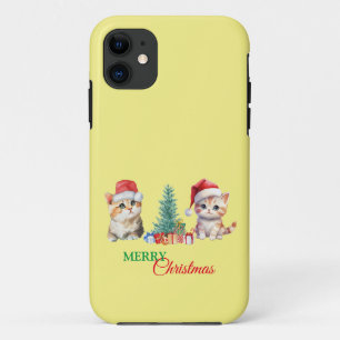 Case-Mate iPhone Case Kitten Chat Père Noël Red Green Joyeux Noël Party
