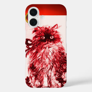 Coque Pour iPhone 16 KITTY CAT - KITTEN AVEC ROSES ROUGES Gem Monogramm
