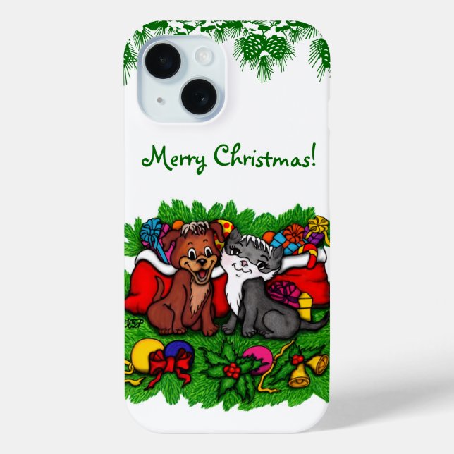 Coques Case-Mate iPhone Kitty et chiot, Happy XMas (Verso)