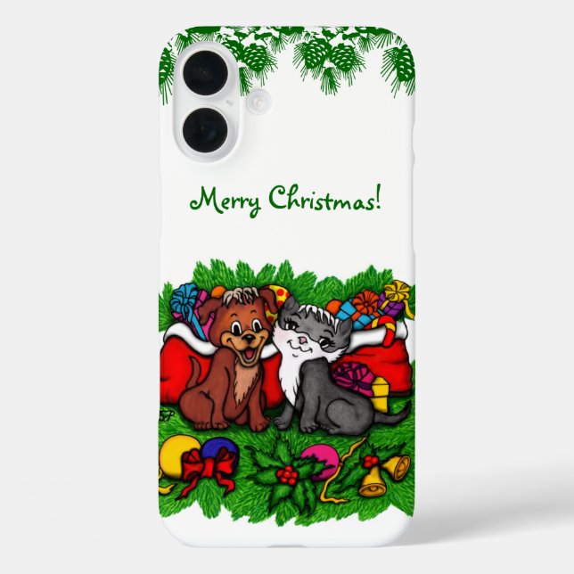 Coques Case-Mate iPhone Kitty et chiot, Happy XMas (Verso)