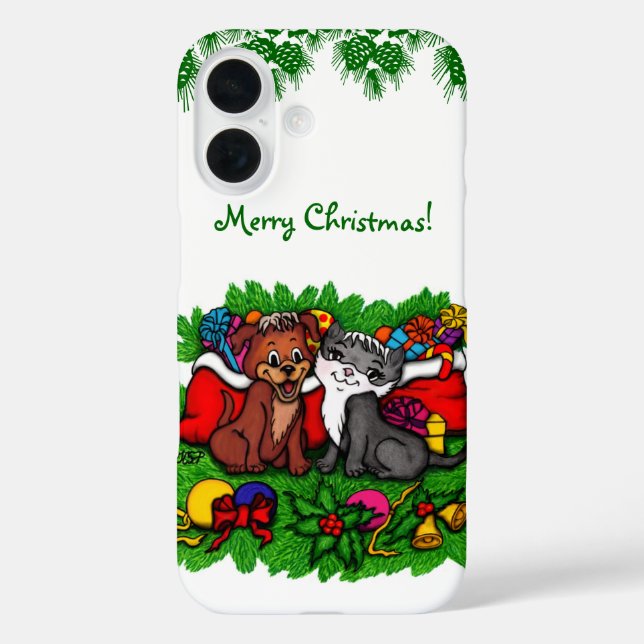 Coques Case-Mate iPhone Kitty et chiot, Happy XMas (Verso)