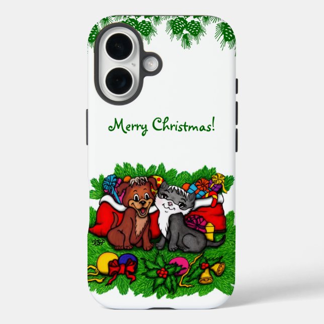 Coques Case-Mate iPhone Kitty et chiot, Happy XMas (Verso)