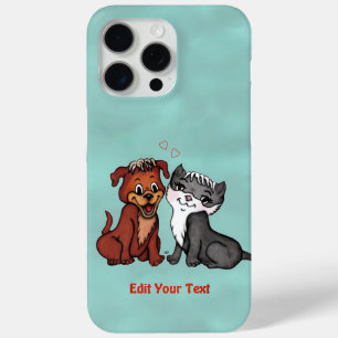 Coque iPhone 15 Pro Max Kitty et Puppy, Modifier votre texte
