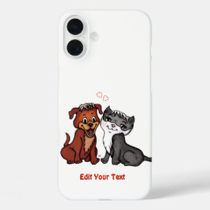 Coques iPhone 16 Plus Kitty et Puppy, Modifier votre texte