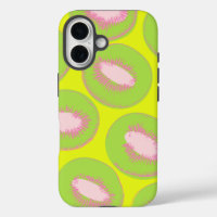 Kiwi Pop Art Fruit Motif en Chartreuse et rose