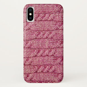 Coque iPhone X Knit câblé par fil rose