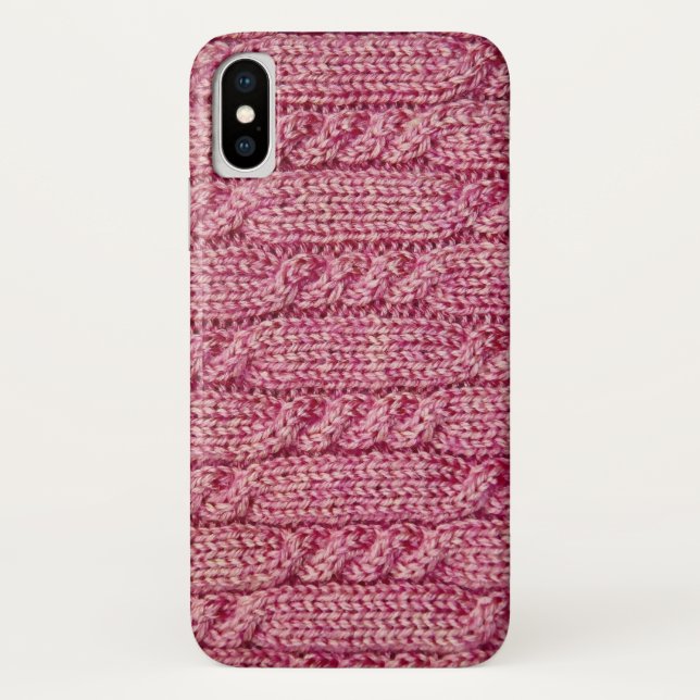 Coques Case-Mate iPhone Knit câblé par fil rose (Dos)