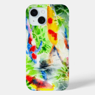 Coque Pour iPhone 15 Koi poisson coloré aquarelle art