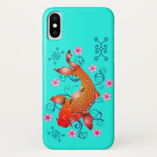 Case-Mate iPhone Case Koi poisson oriental orange turquoise floral éléga