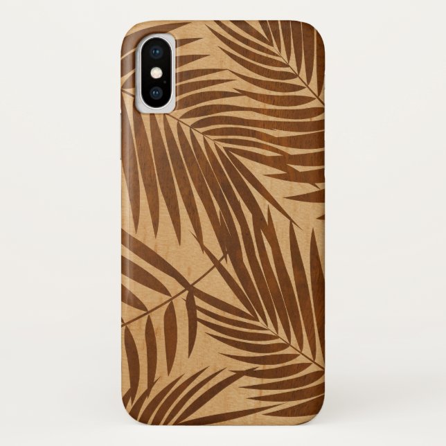 Coques Case-Mate iPhone Kona Palms Hawaii Leaf Faux Wood (Dos)
