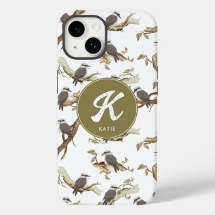 Coque Pour iPhone 14 Kookaburra Australian Eucalyptus Monogramme riant