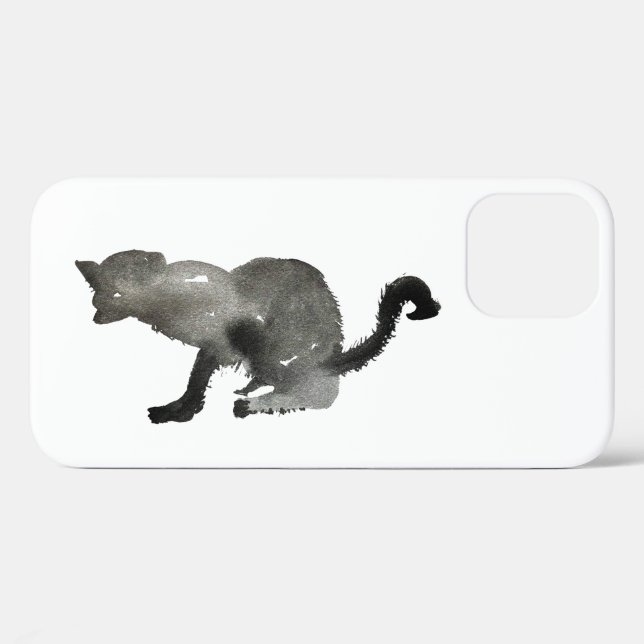 Coques Case-Mate iPhone Kool noir aquarelle chaton (Verso (horizontal))