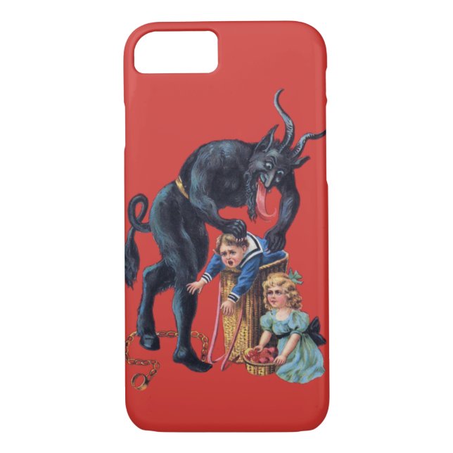 Coques Case-Mate iPhone krampus de Noël antique rouge (Dos)