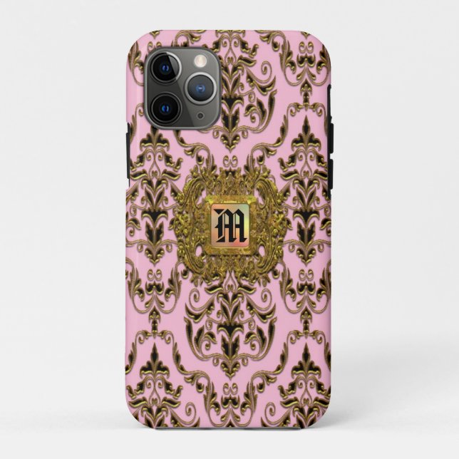 Coques Case-Mate iPhone Kylsworth Damask Victorian Girl Monogramme (Dos)