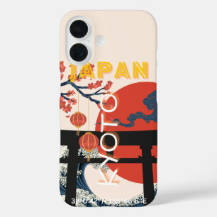 Coque Pour iPhone 16 Kyoto Japan Travel Art, Art Voyage Retro