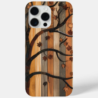 Coque iPhone 15 Pro Max L’art de la nature : Arbre en bois Mosaïque Téléph
