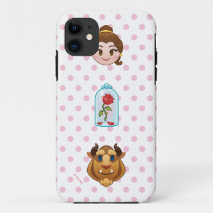 Coque iPhone 11 La beauté et l'Emoji des bêtes  Belle, Rose et b