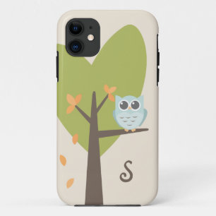 Coques Pour iPhone La branche d'arbre mignonne de monogramme de hibou