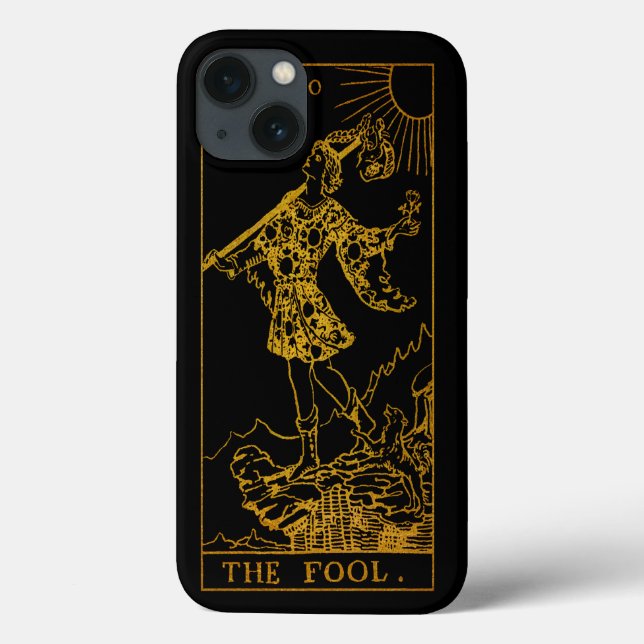 Coques Case-Mate iPhone La carte fou Tarot | Or Et Noir | (Verso)