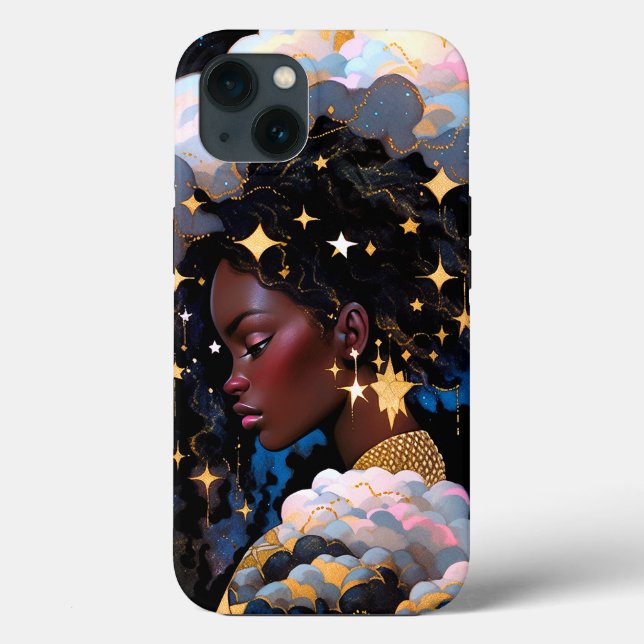 Coques Case-Mate iPhone La Dame Cosmique Art Imaginaire Africain Américain (Verso)