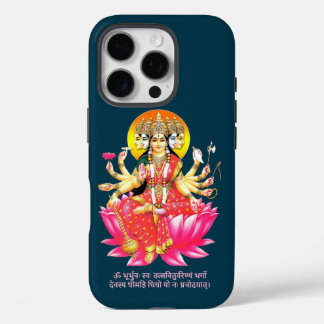 Coques iPhone 16 Pro La déesse Gayatri Devi sur Lotus Hindu Deity