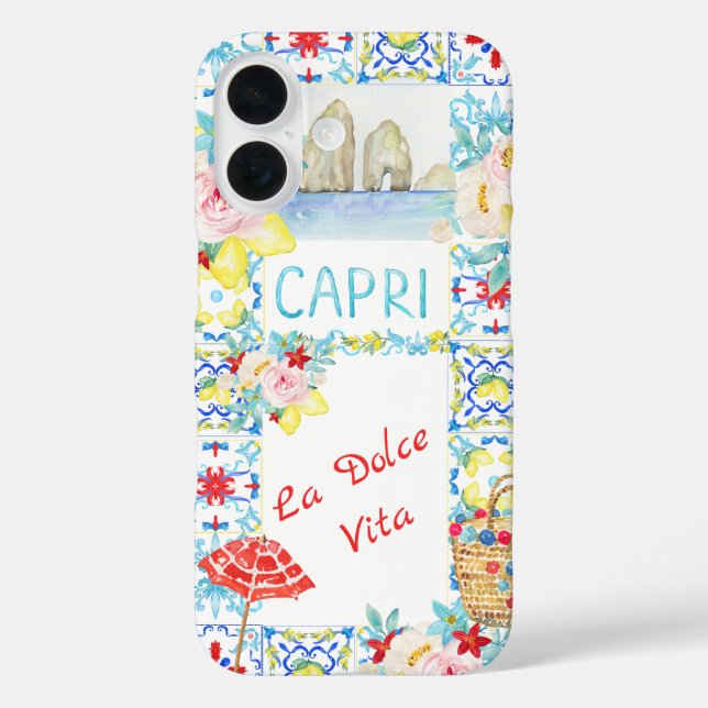 Coques Case-Mate iPhone La Dolce Vita Capri Blue Tiles Italian (Verso)