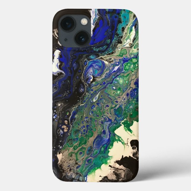 Coques Case-Mate iPhone La Laguna peinture noir bleu turquoise blanc (Verso)