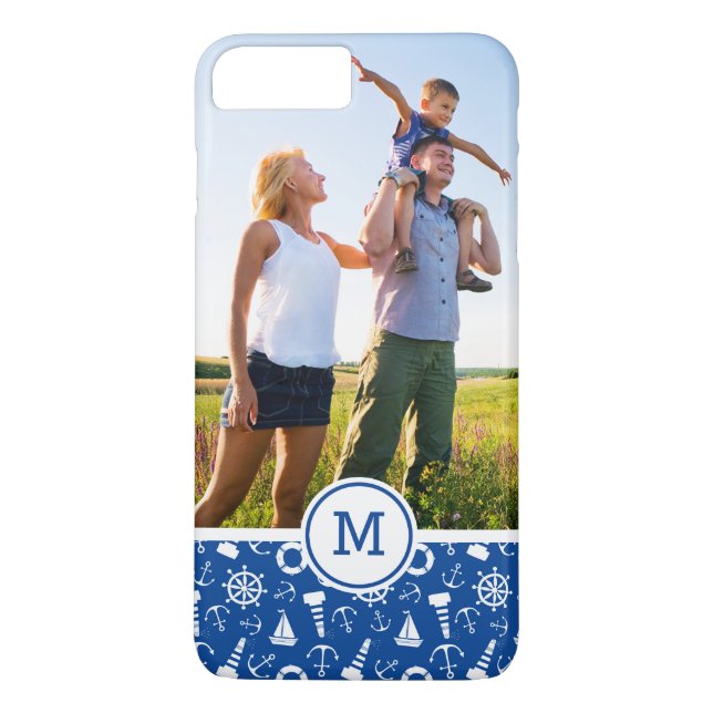 Coques Case-Mate iPhone La mer bleue Pattern| ajoutent votre initiale (Dos)