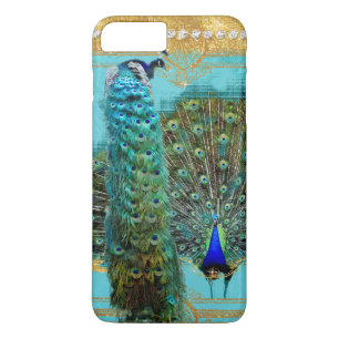 Coque iPhone 7 Plus La Parties scintillant d'or de Peacock Feathers Bi