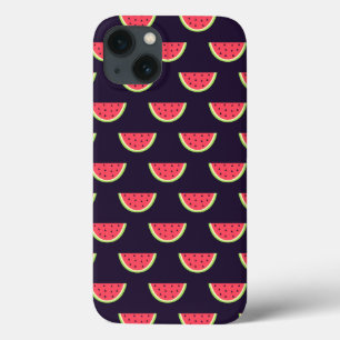 iPhone 13 Coque La pastèque de Neon sur le Motif pourpre