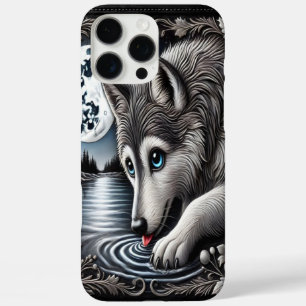 Coques iPhone 16 Pro Max La réflexion paisible du loup blanc