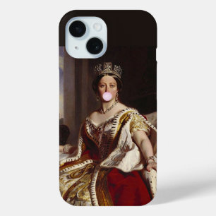 Coque Pour iPhone 15 La reine Victoria souffle une gomme à bulle rose